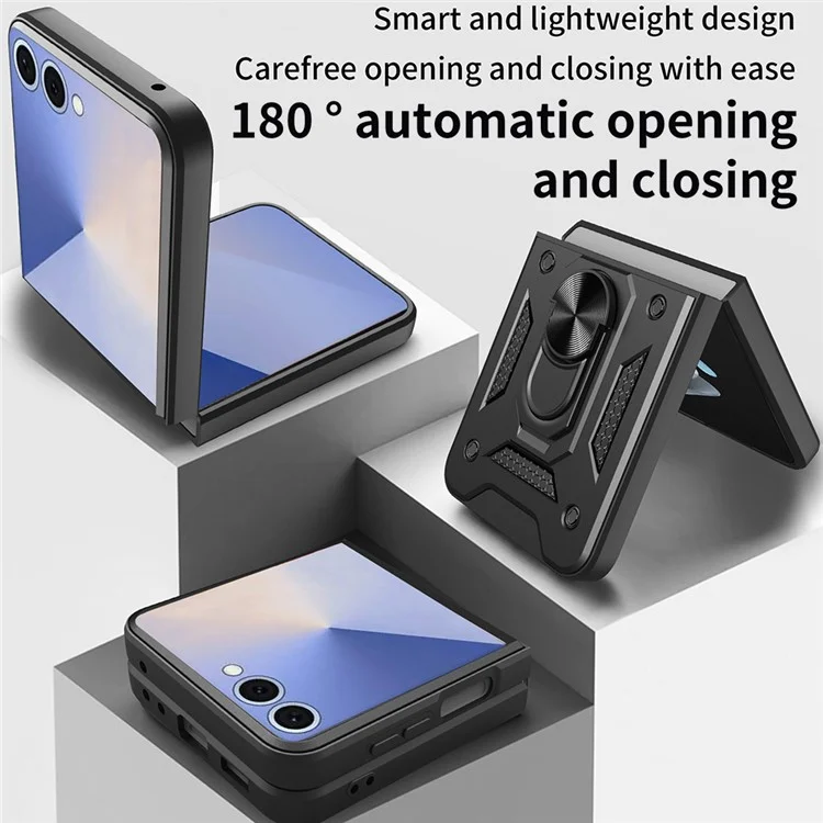 Pour Samsung Galaxy Z Flip7 5G Étui avec Couvercle de Caméra Coulissant PC + TPU Support Coque de Téléphone - Noir