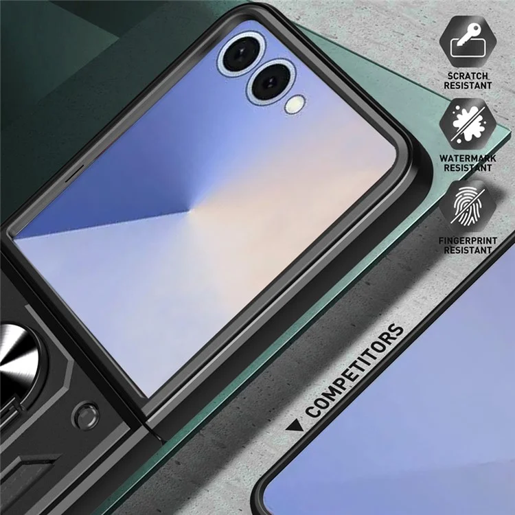 Pour Samsung Galaxy Z Flip7 5G Étui avec Couvercle de Caméra Coulissant PC + TPU Support Coque de Téléphone - Noir