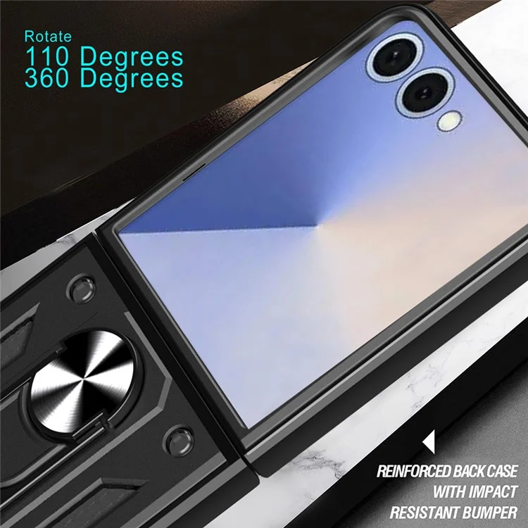 Pour Samsung Galaxy Z Flip7 5G Étui avec Couvercle de Caméra Coulissant PC + TPU Support Coque de Téléphone - Noir