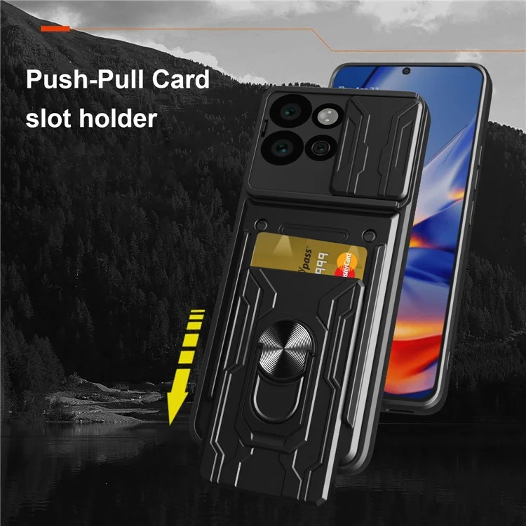 Pour Motorola Edge 50 Neo 5G / Moto S50 5G Étui PC + TPU avec Support et Coulisseau de Caméra - Noir