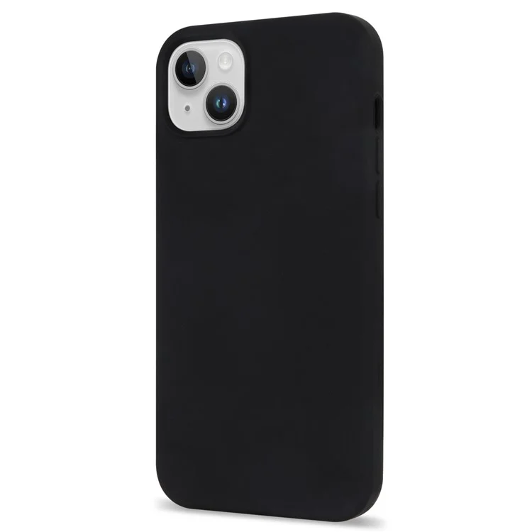 Für iPhone 14 Solid Silicone Phone Case kompatibel mit MagSafe, Fiber Lining Cushion Anti-Scratch Protective Cover - Schwarz