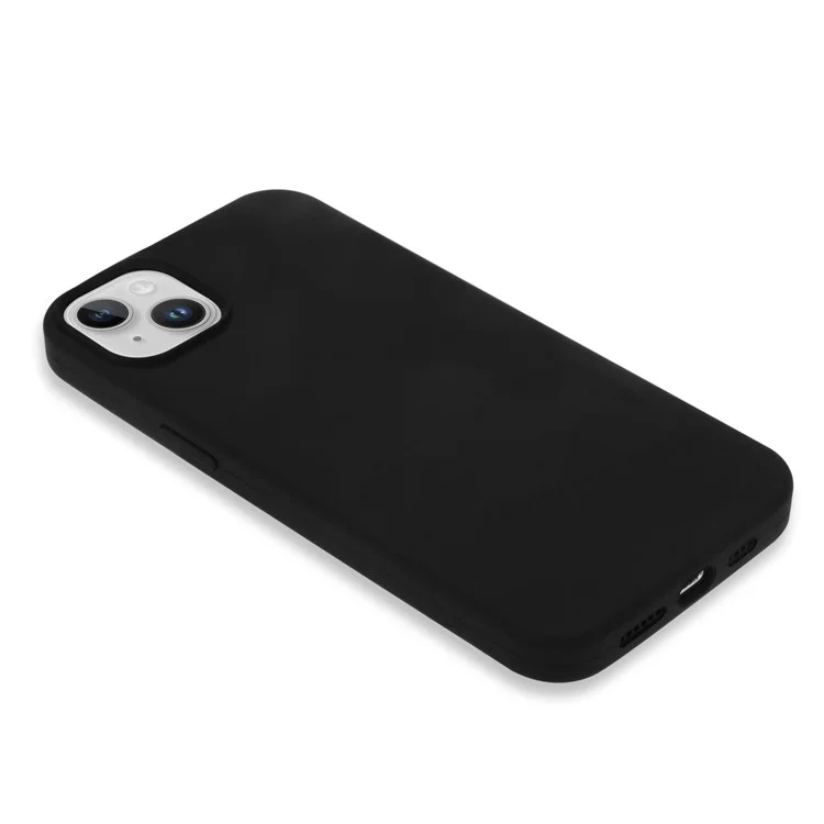Für iPhone 14 Solid Silicone Phone Case kompatibel mit MagSafe, Fiber Lining Cushion Anti-Scratch Protective Cover - Schwarz