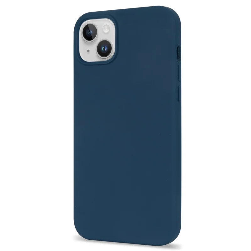For iPhone 14 Solid Silicone Phone Case Kompatibel med MagSafe, Fiberforinger Pude Anti-skrab Beskyttelsesdæksel - Blå