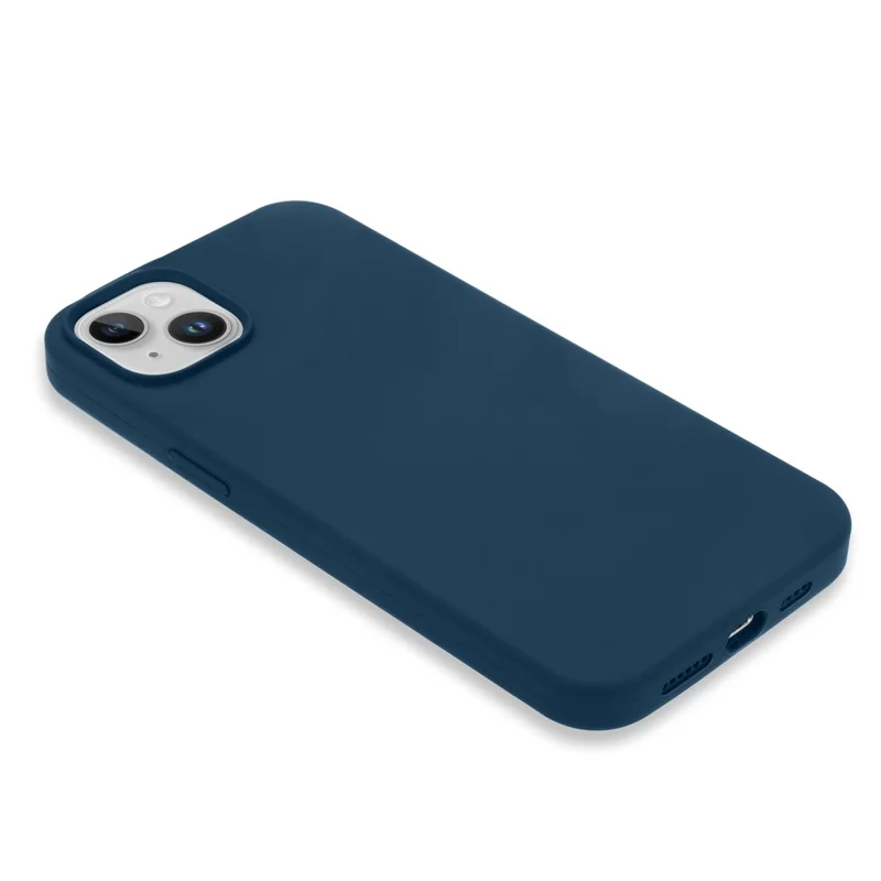 For iPhone 14 Solid Silicone Phone Case Kompatibel med MagSafe, Fiberforinger Pude Anti-skrab Beskyttelsesdæksel - Blå