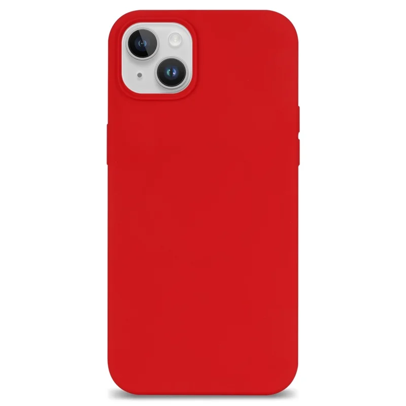 For iPhone 14 Solid Silicone Phone Case Compatible with MagSafe, Fiber Lining Cushion Anti-Scratch Protective Cover - Red