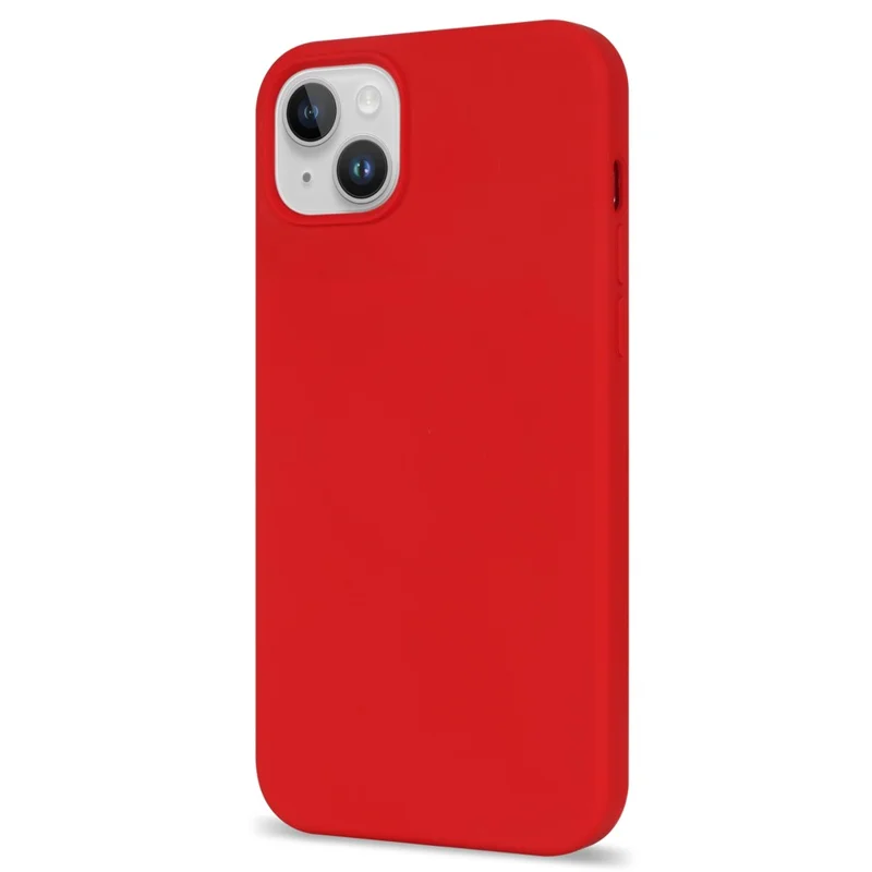 For iPhone 14 Solid Silicone Phone Case Compatible with MagSafe, Fiber Lining Cushion Anti-Scratch Protective Cover - Red