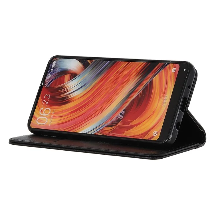 Standhülle für Xiaomi Poco F7 Pro 5G / F7 Ultra 5G / Redmi K80 Pro 5G / K80 5G Geteilte Lederhülle mit Litschitextur als Geldbörsen-Handyhülle - Schwarz