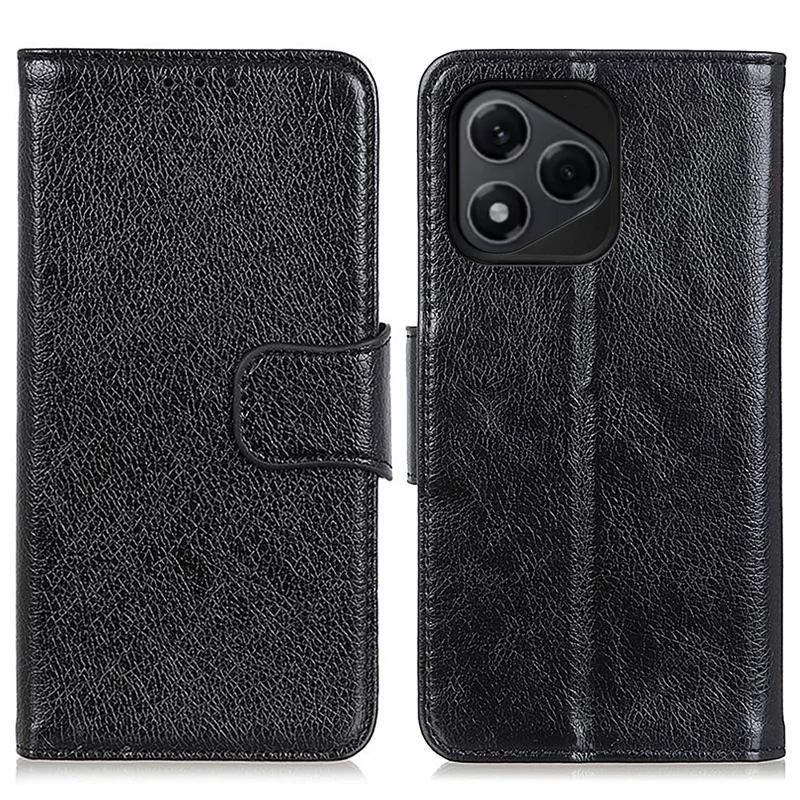 For Honor 400 Lite 5G Case Nappa Texture Split Leather Wallet Phone Cover - Black