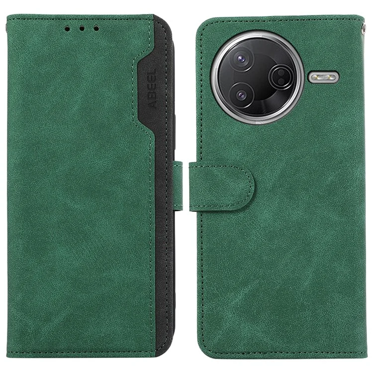 Funda de Cuero ABEEL para Xiaomi Poco F7 Pro 5G / F7 Ultra 5G / Redmi K80 Pro 5G / K80 5G con Diseño de Colores Combinados, Tapa Protectora para Teléfono con Bloqueo RFID - Verde
