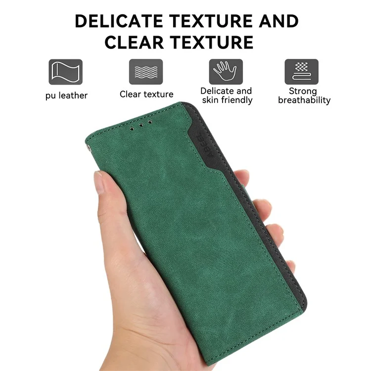Funda de Cuero ABEEL para Xiaomi Poco F7 Pro 5G / F7 Ultra 5G / Redmi K80 Pro 5G / K80 5G con Diseño de Colores Combinados, Tapa Protectora para Teléfono con Bloqueo RFID - Verde