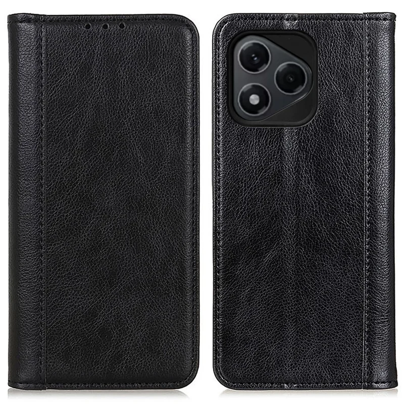 For Honor 400 Lite 5G Stand Case Split Leather Litchi Texture Wallet Phone Cover - Black