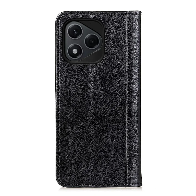 For Honor 400 Lite 5G Stand Case Split Leather Litchi Texture Wallet Phone Cover - Black