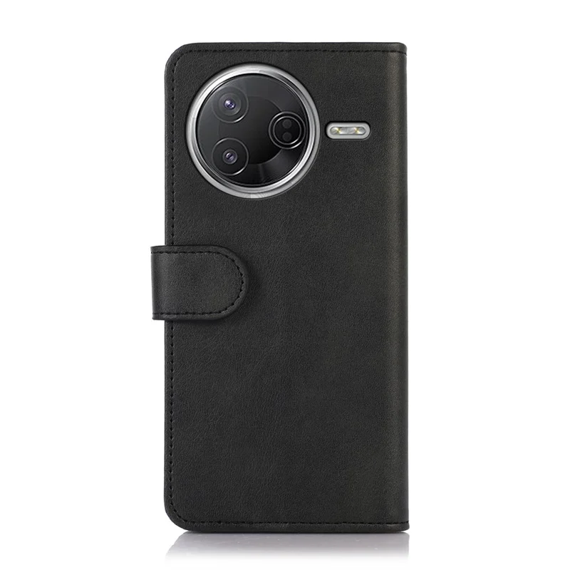 Etui skórzane z portfelem i podstawką, faktura skóry krowiej, na Xiaomi Poco F7 Pro 5G / Redmi K80 5G / F7 Ultra 5G / Redmi K80 Pro 5G – Czarny