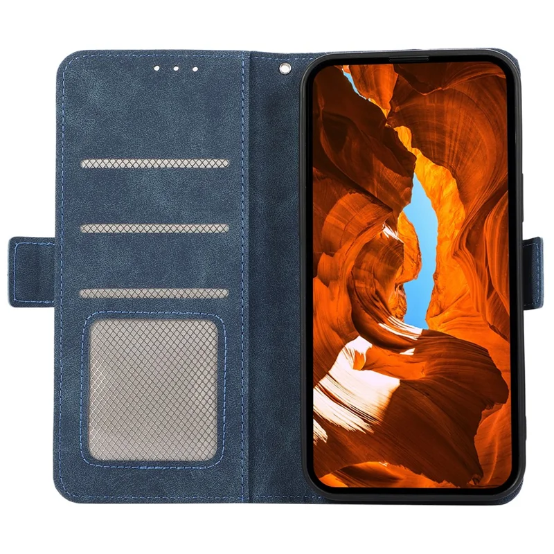 ABEEL For Honor 400 Lite 5G Case PU Leather Folio Stand View RFID Blocking Phone Cover - Blue