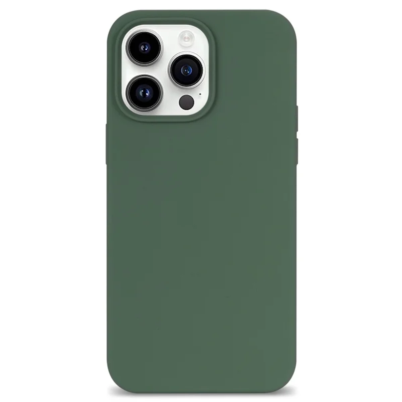 For iPhone 14 Pro Magnetic Slim Case Compatible with MagSafe, Shock Resistant Solid Silicone Phone Cover with Fiber Lining - Grass Green