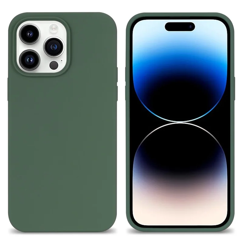 For iPhone 14 Pro Magnetic Slim Case Compatible with MagSafe, Shock Resistant Solid Silicone Phone Cover with Fiber Lining - Grass Green