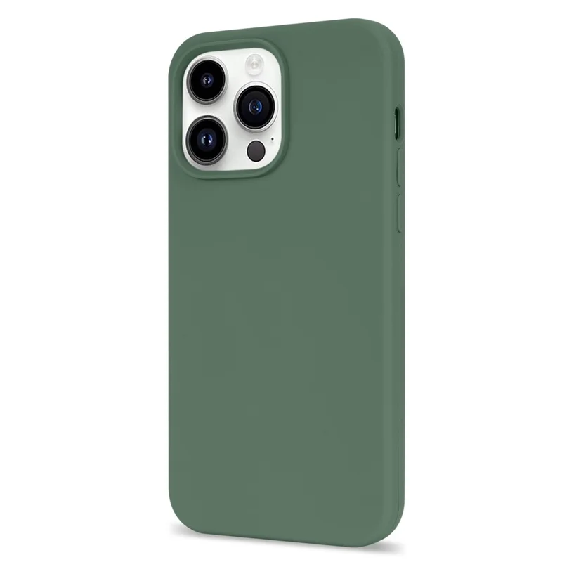 For iPhone 14 Pro Magnetic Slim Case Compatible with MagSafe, Shock Resistant Solid Silicone Phone Cover with Fiber Lining - Grass Green