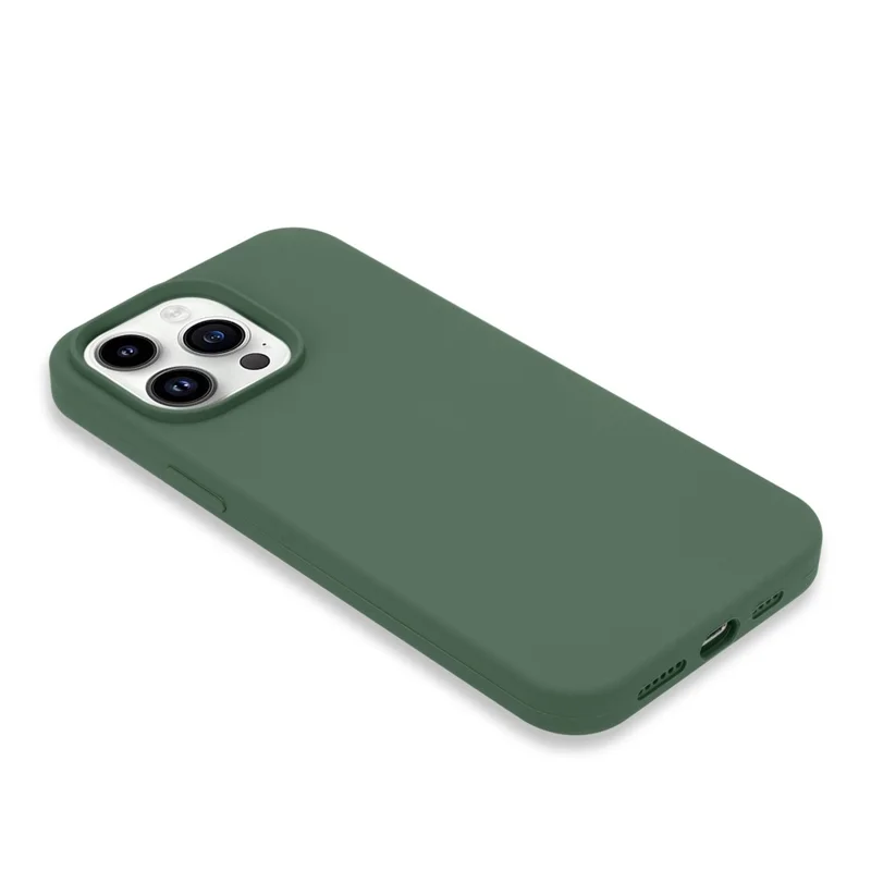 For iPhone 14 Pro Magnetic Slim Case Compatible with MagSafe, Shock Resistant Solid Silicone Phone Cover with Fiber Lining - Grass Green