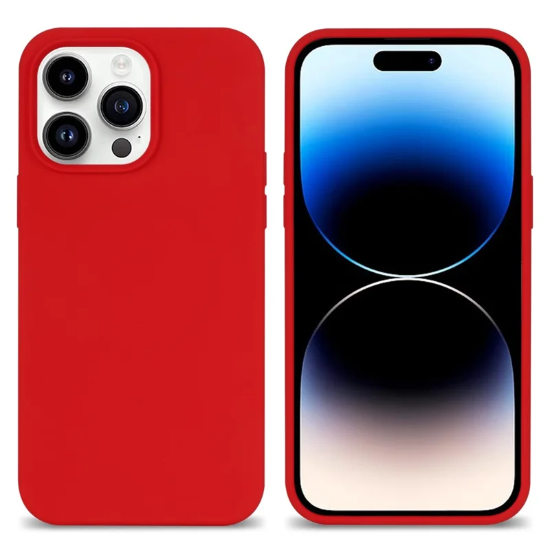 Cienka magnetyczna obudowa na iPhone 14 Pro zgodna z MagSafe, odporna na wstrząsy, pokryta solidnym silikonem z wyściółką z włókna - Czerwony