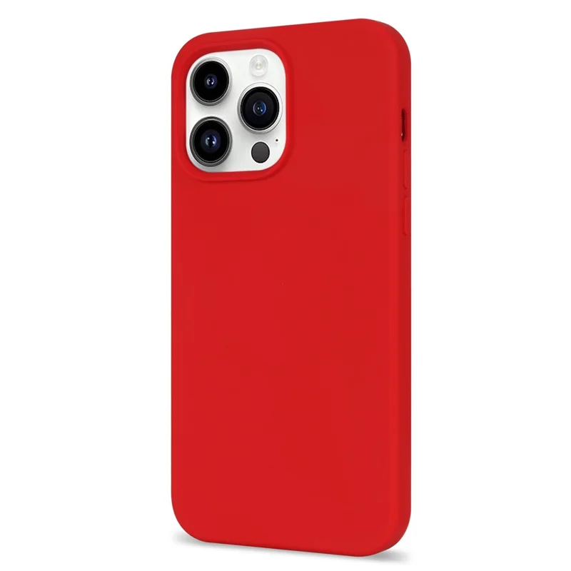 Cienka magnetyczna obudowa na iPhone 14 Pro zgodna z MagSafe, odporna na wstrząsy, pokryta solidnym silikonem z wyściółką z włókna - Czerwony