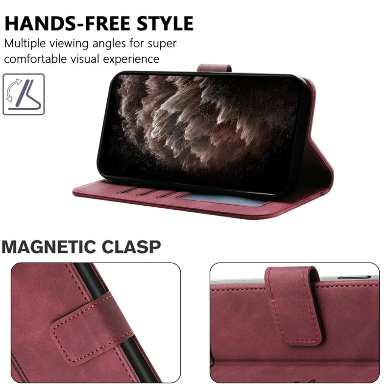 For iPhone 16e Leather Case Envelope Texture Wallet Stand Shockproof Phone Cover - Wine Red