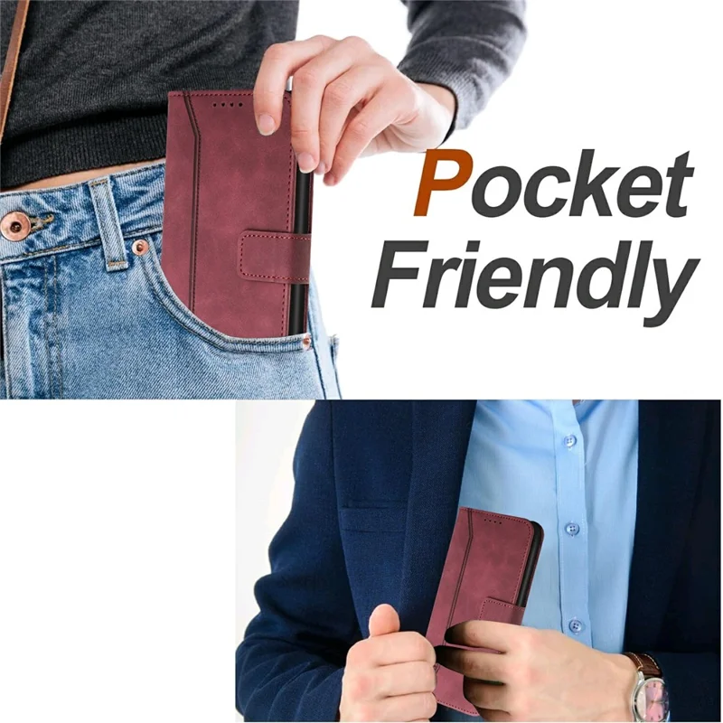 For iPhone 16e Leather Case Envelope Texture Wallet Stand Shockproof Phone Cover - Wine Red