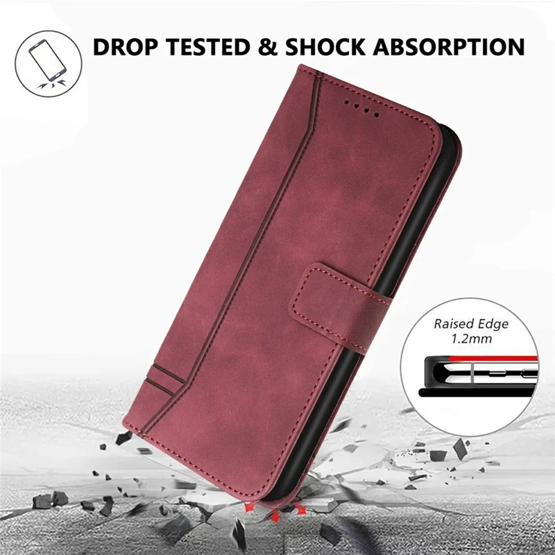 For iPhone 16e Leather Case Envelope Texture Wallet Stand Shockproof Phone Cover - Wine Red