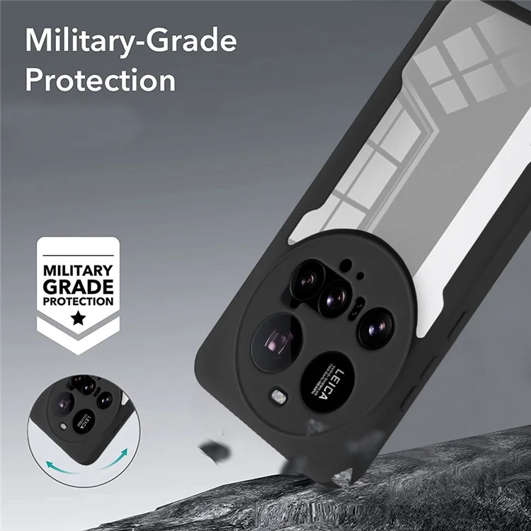 Cover per Xiaomi 15 Ultra in Acrilico + TPU Trasparente con Pellicola Protettiva per Schermo PET - Nero