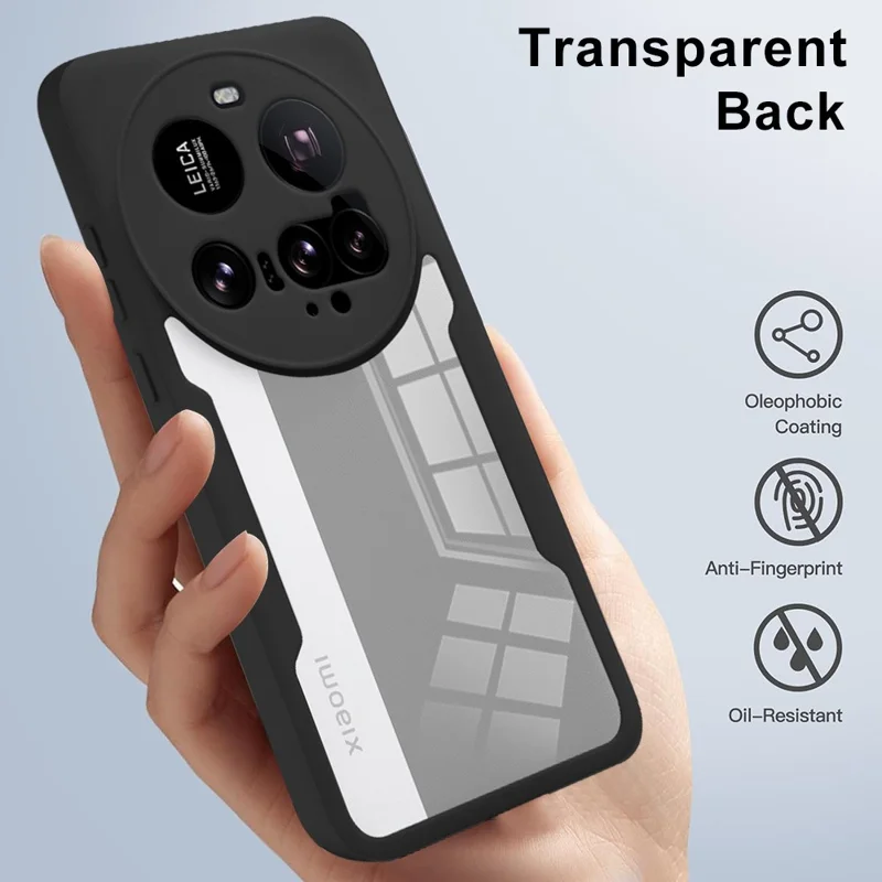 Cover per Xiaomi 15 Ultra in Acrilico + TPU Trasparente con Pellicola Protettiva per Schermo PET - Nero