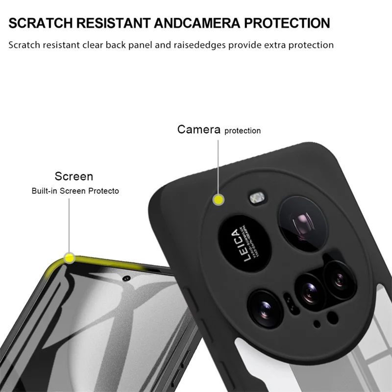Cover per Xiaomi 15 Ultra in Acrilico + TPU Trasparente con Pellicola Protettiva per Schermo PET - Nero