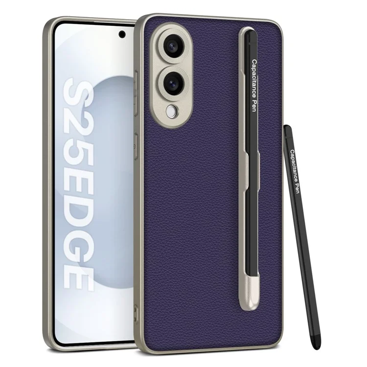 GKK For Samsung Galaxy S25 Edge Case with Stylus Skin Touch PU + TPU + PC Phone Back Cover - Purple