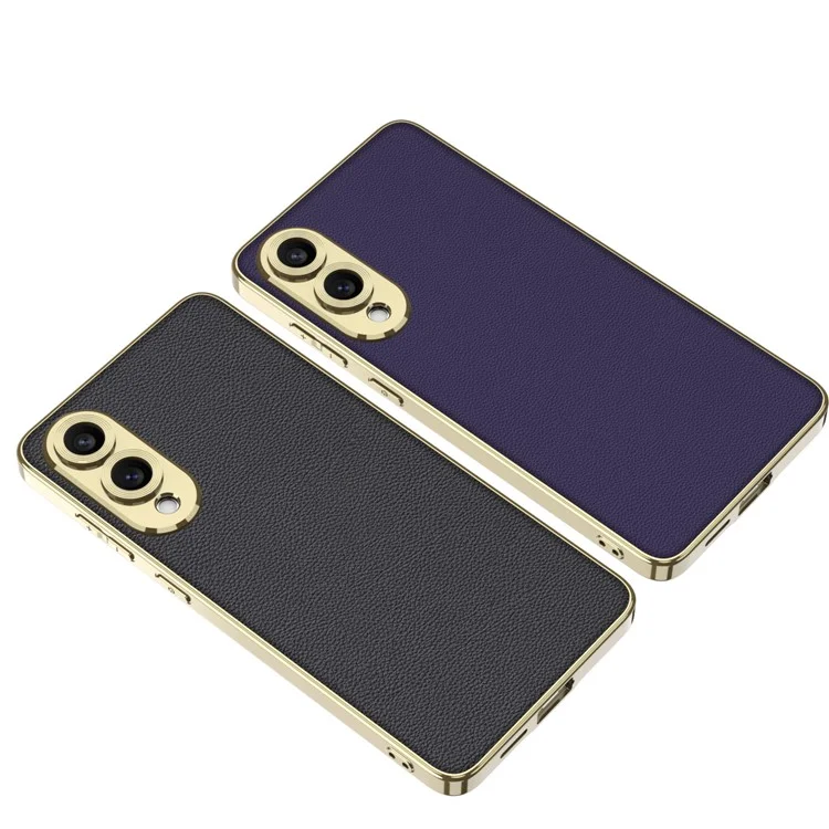 GKK For Samsung Galaxy S25 Edge Case Electroplating TPU + PC + PU Phone Back Cover - Black