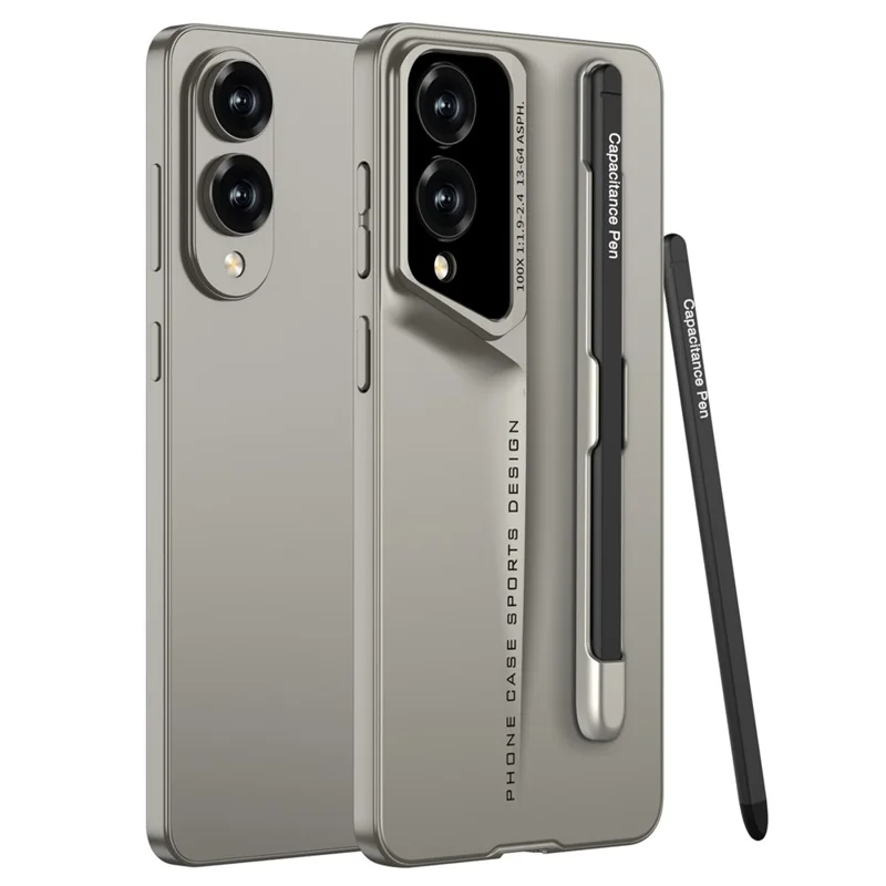 GKK For Samsung Galaxy S25 Edge Case with Stylus Slim Hard PC Protective Phone Cover - Titanium Grey