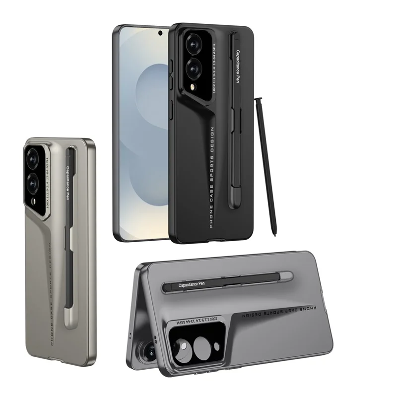 GKK For Samsung Galaxy S25 Edge Case with Stylus Slim Hard PC Protective Phone Cover - Titanium Grey