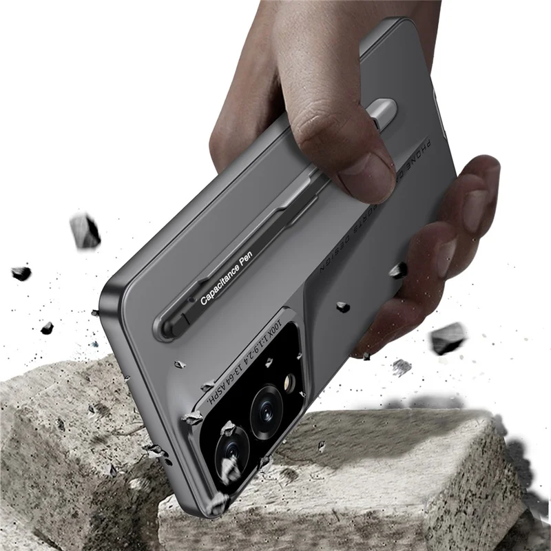 GKK For Samsung Galaxy S25 Edge Case with Stylus Slim Hard PC Protective Phone Cover - Titanium Grey