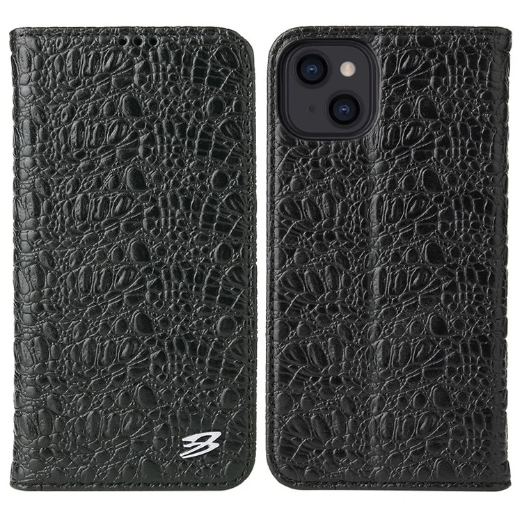Case de Teléfonos Magnéticos Absorbidos Automáticamente Para Iphone 14, Capa Superior de Cuero de Vaca de Caída de Cuero de Cuero de Cuero de Cuero de Cuero Cubierta de Billetera Celular - Negro