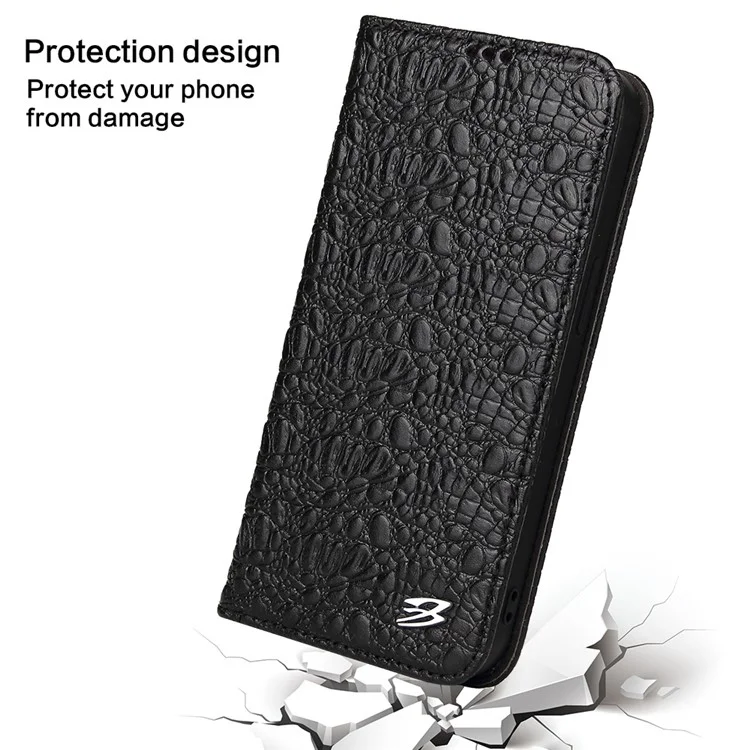 Case de Teléfonos Magnéticos Absorbidos Automáticamente Para Iphone 14, Capa Superior de Cuero de Vaca de Caída de Cuero de Cuero de Cuero de Cuero de Cuero Cubierta de Billetera Celular - Negro