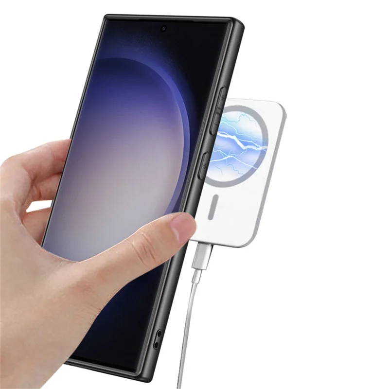 GKK For Samsung Galaxy S23 Ultra Magnetic Case PU + TPU + PC Phone Back Cover with Kickstand - Carbon Fiber Texture