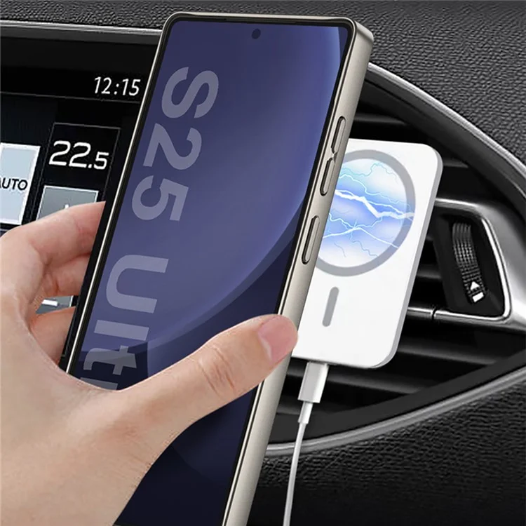 GKK For Samsung Galaxy S24 Ultra Magnetic Case Large Lens Cutout PU + TPU + PC Kickstand Phone Cover - Carbon Fiber Texture