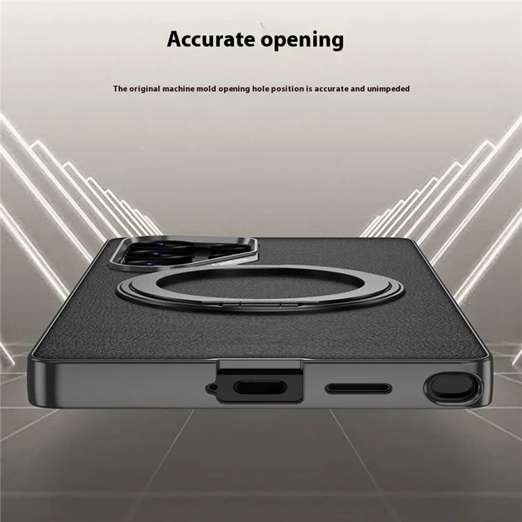 GKK For Samsung Galaxy S24 Ultra Magnetic Case Large Lens Cutout PU + TPU + PC Kickstand Phone Cover - Carbon Fiber Texture