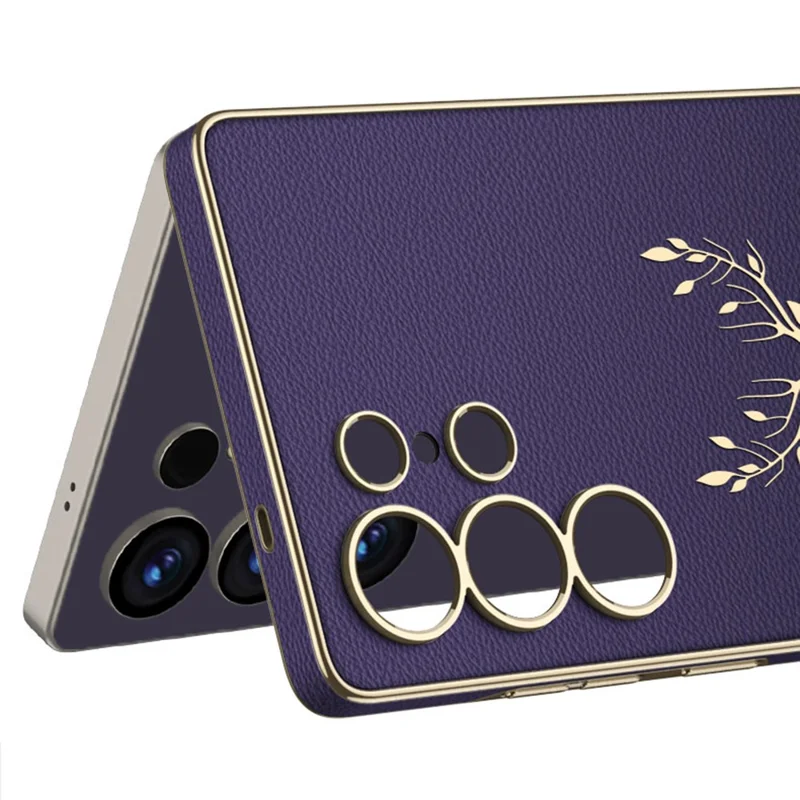 GKK For Samsung Galaxy S25 Ultra Case Deer Pattern PU Covered Hard PC Phone Shell - Purple