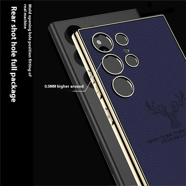 GKK Für Samsung Galaxy S24 Ultra Hülle Hirschmuster Elektrolytisch beschichtete TPU + PC + PU Handyhülle - Schwarz