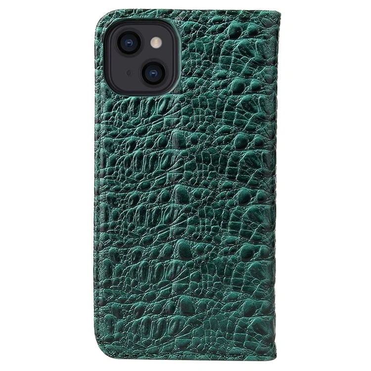 Pour Iphone 14 Plus Auto-absorbed Magnetic Phone Byle Byleft Stand Anti-scratch Top Top Coue Coue Coupure de Téléphone Portable Crocodile Crocodile Crocodile - Vert