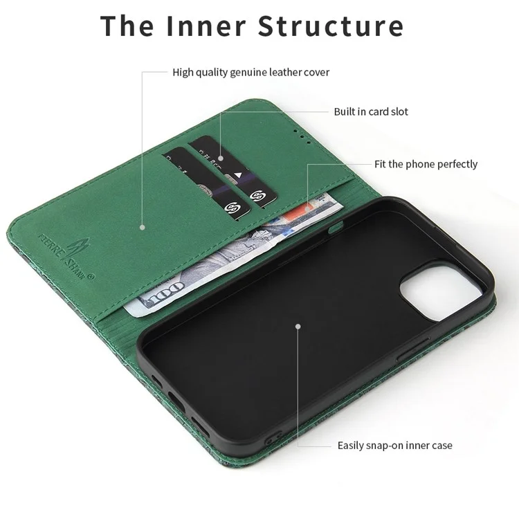 Pour Iphone 14 Plus Auto-absorbed Magnetic Phone Byle Byleft Stand Anti-scratch Top Top Coue Coue Coupure de Téléphone Portable Crocodile Crocodile Crocodile - Vert