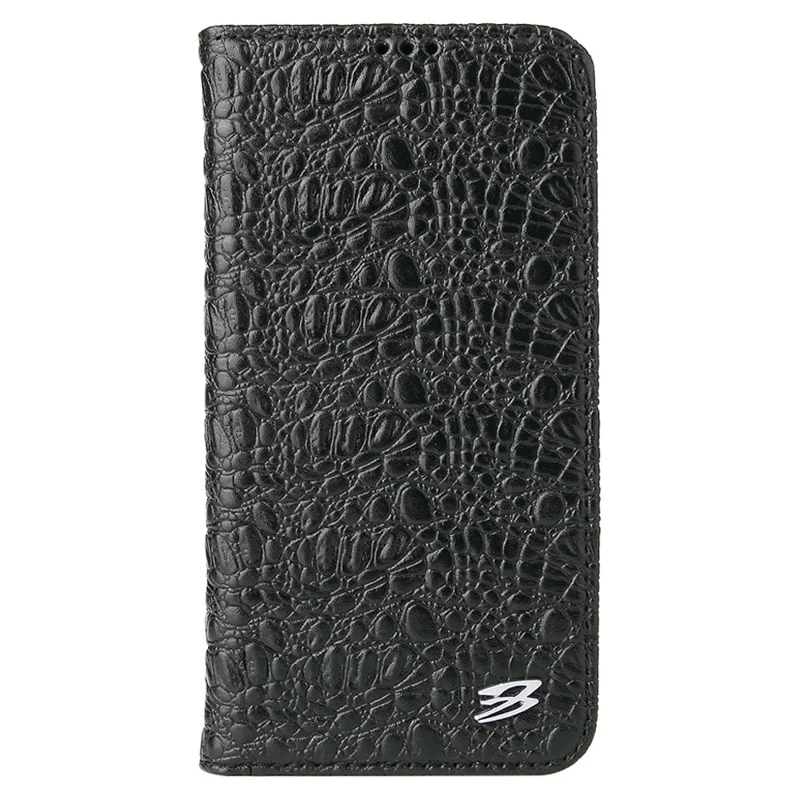 For iPhone 14 Plus Auto-absorbed Magnetic Phone Case Wallet Stand Anti-scratch Top Layer Cowhide Leather Crocodile Texture Cell Phone Cover - Black