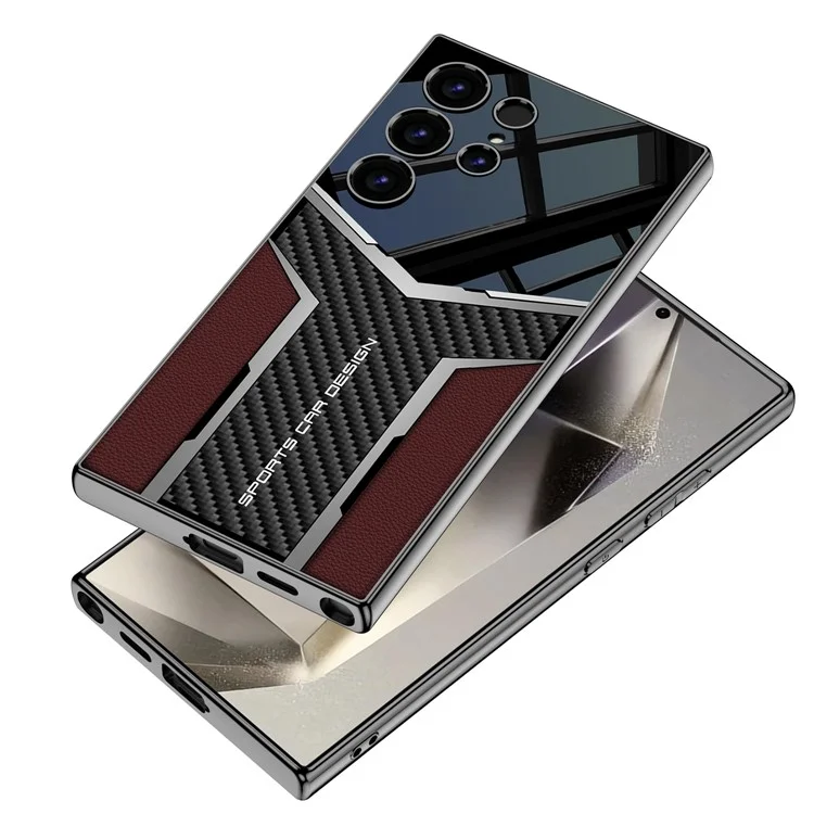 GKK For Samsung Galaxy S24 Ultra Case Carbon Fiber Pattern Electroplating Edge PU + TPU + PC Phone Back Cover - Midnight Green
