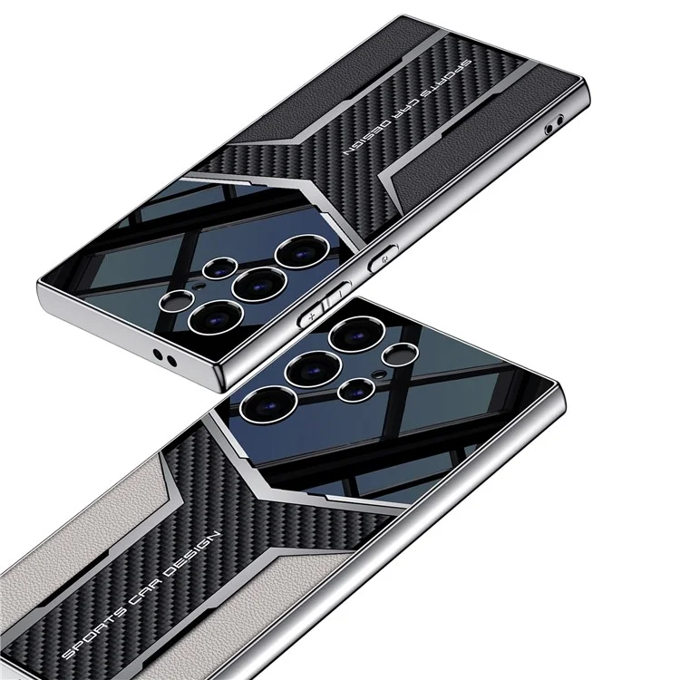 GKK For Samsung Galaxy S24 Ultra Case Carbon Fiber Pattern Electroplating Edge PU + TPU + PC Phone Back Cover - Midnight Green