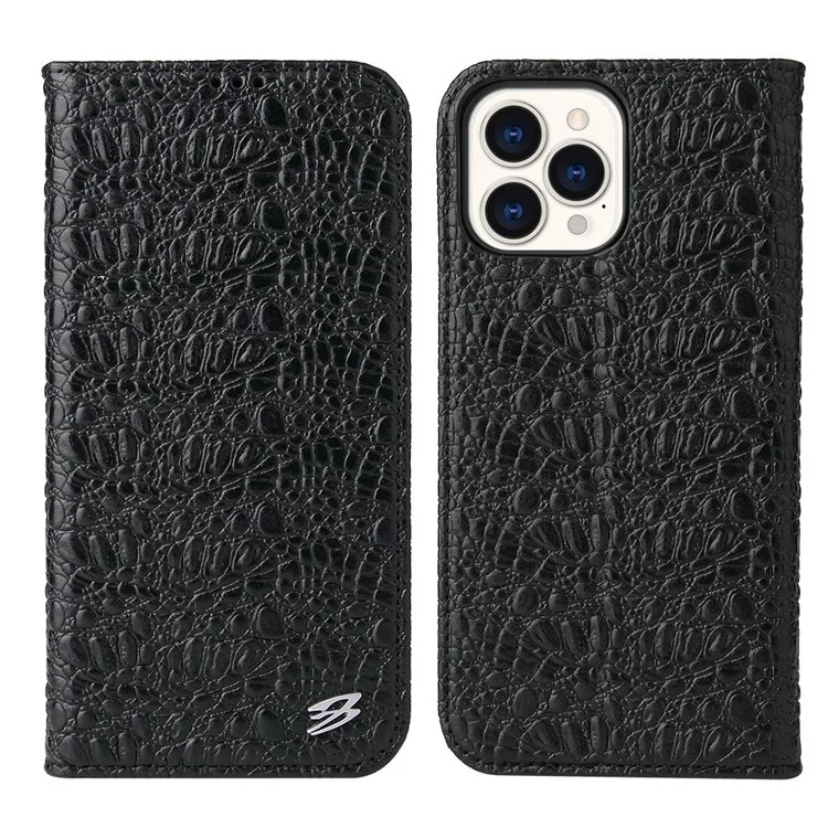 Caixa de Telefone Protetora Para Iphone 14 Pro Max Wallet Stand Auto-absorvido Pela Camada Magnética de Couro de Couro de Couro de Couro - Preto