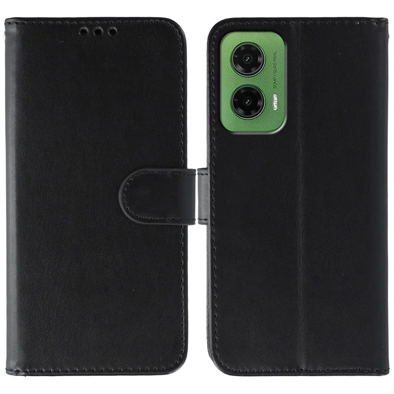 For Motorola Moto G35 5G Case PU Leather Flip Wallet Phone Cover with Strap - Black