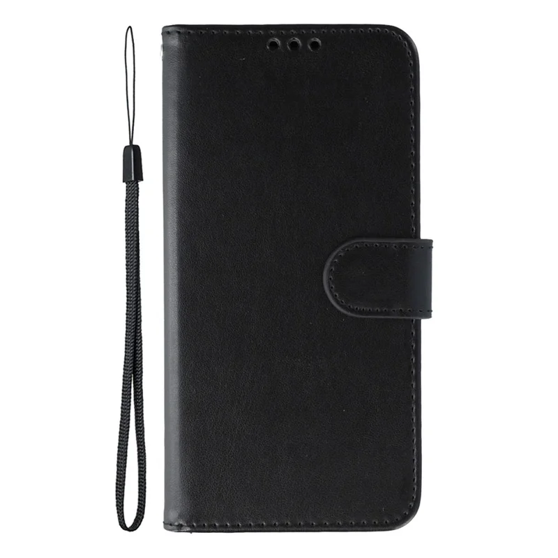 For Motorola Moto G35 5G Case PU Leather Flip Wallet Phone Cover with Strap - Black